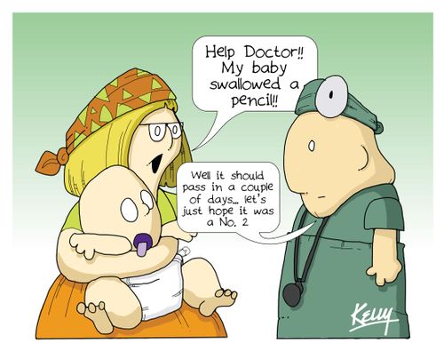 'Help Doctor!! My baby swallowed a pencil!'