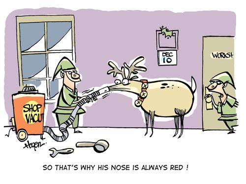 'So that's why his nose is always red!'