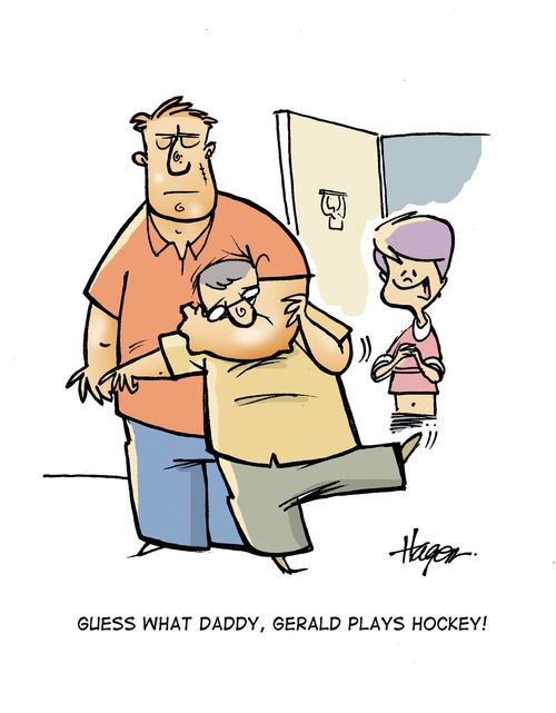 Guess what Daddy, Gerald plays hockey!