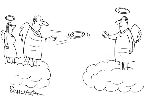 Angels Playing Frisbee with their Halos.