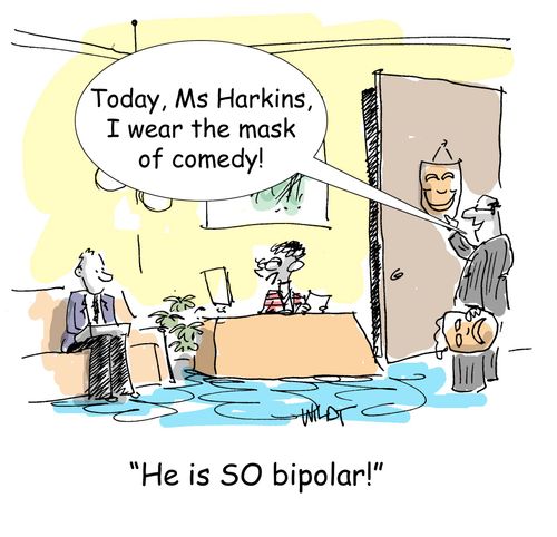 Bipolar boss wears different masks.