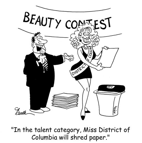 'In the talent category, Miss District of Columbia will shred paper.'