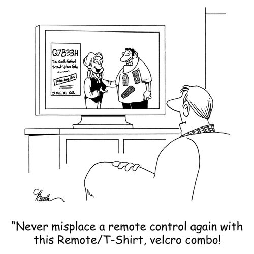 'Never misplace a remote control again with this RemoteT-shirt, velcro combo!'
