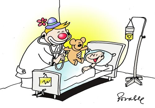 Clown Cheering Up Patient.