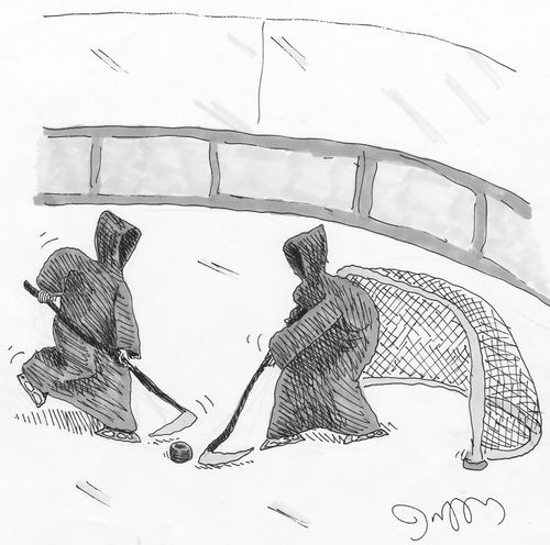 Grim Reapers playing hockey.