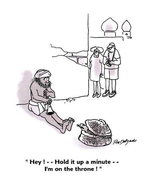 'Hey! - - Hold it up a minute - - I'm on the throne!'
