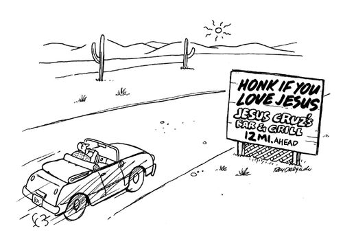 Honk if you love Jesus. Jesus Cruz's Bar & Grill 12mi. ahead.