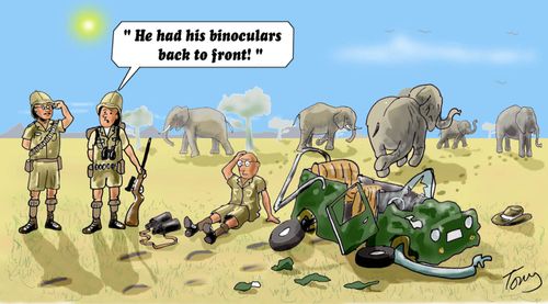 "He had his binoculars back to front!"