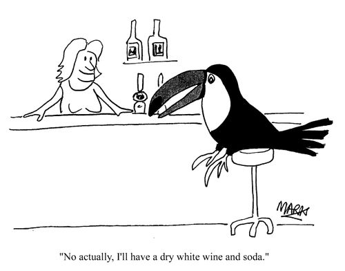 "No actually, I'll have a dry white wine and a soda."