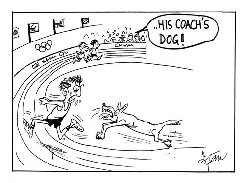 "His coach's dog!"