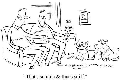 Dog and Cat - "That's scratch and that's sniff."