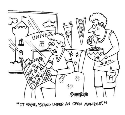 'It says, 'stand under an open manhole'.'