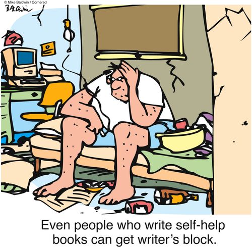 Even people who write self-help books can get writer's block.