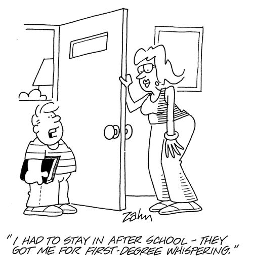 'I had to stay in after school - they got me for first degree whispering.'