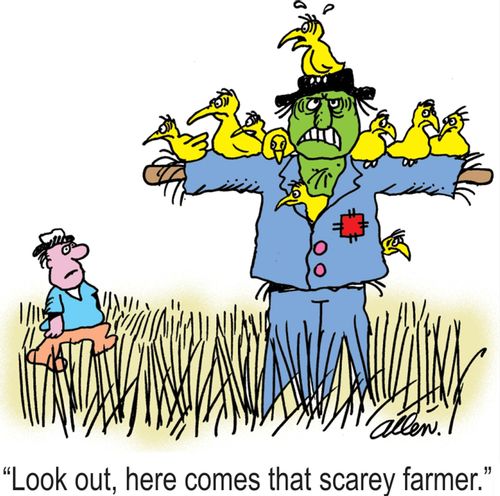 'Look out, here comes that scarey farmer.'