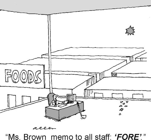 'Ms. Brown memo to all staff:'FORE'.'