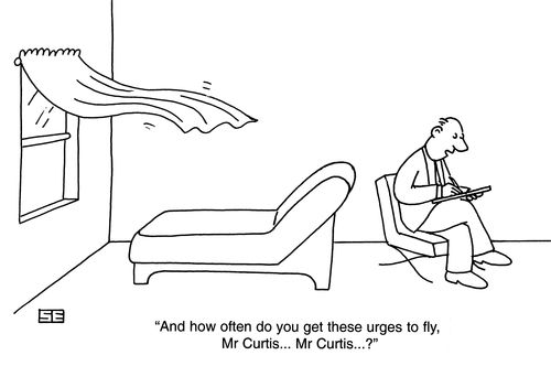 'And how often do you get these urges to fly, Mr Curtis? Mr Curtis...?'