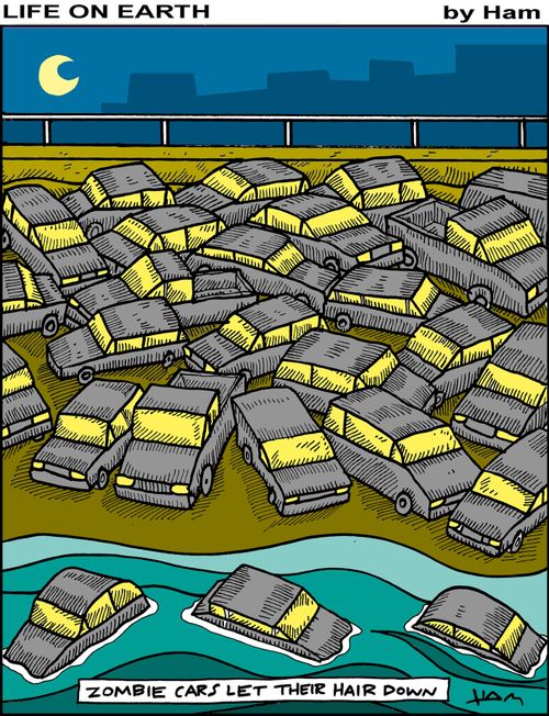 Zombie cars let their hair down.
