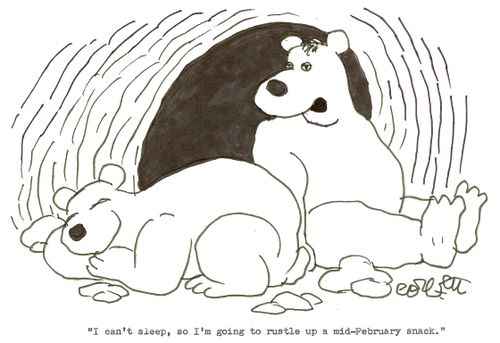 Bear: 'I can't sleep, so I'm going to rustle up  mid-February snack.'