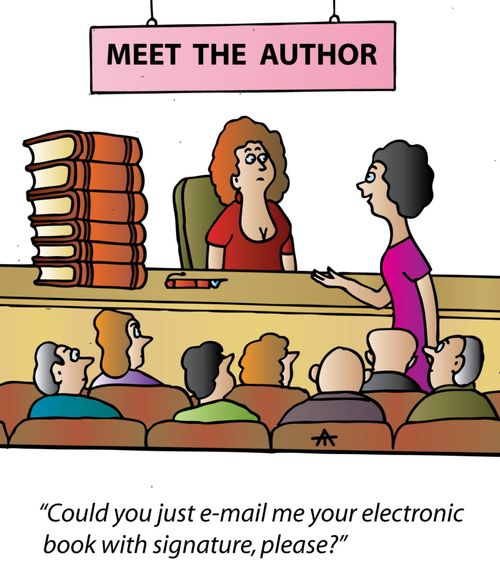 'Could you just e-mail me your electronic book with signature, please?'