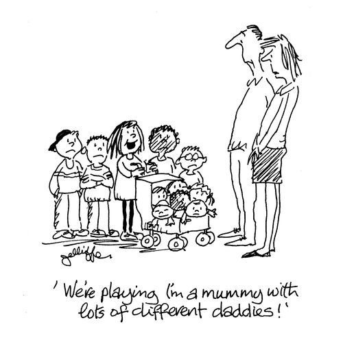 'We're playing I'm a mummy with lots of different daddies.'