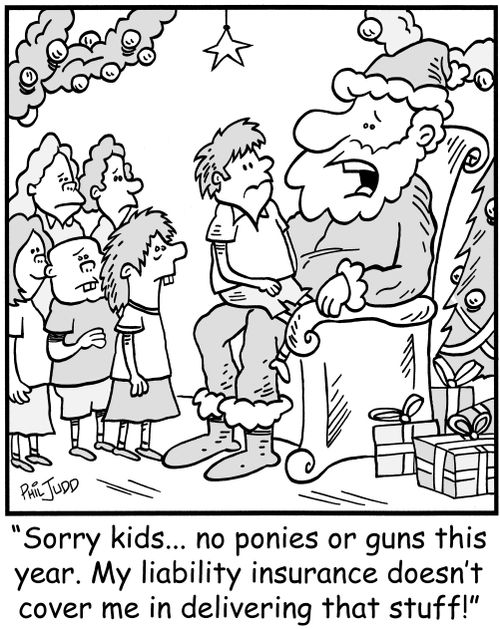'Sorry kids...no ponies or guns this year. My liability insurance doesn't cover me in delivering that stuff!'