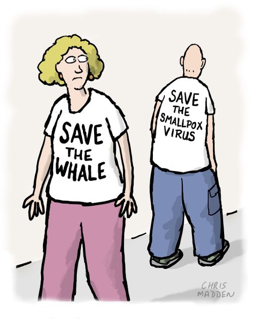 Save the Smallpox Virus t-shirt slogan.