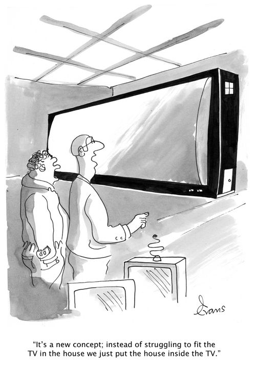 'It's a new concept; instead of struggling to fit the TV in the house we just put the house inside the TV.'