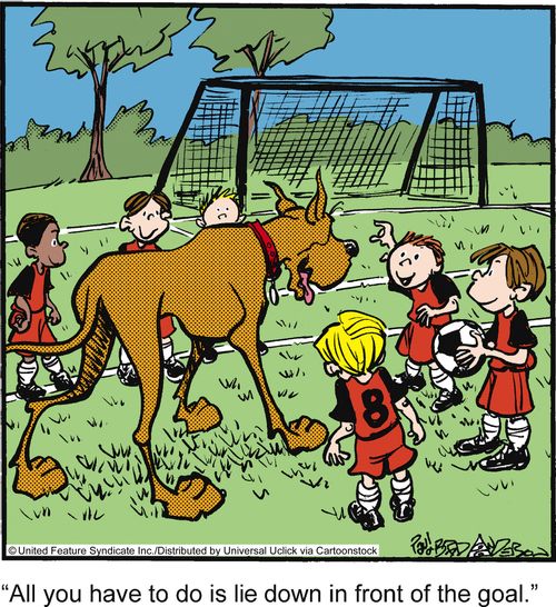 'All you have to do is lie down in front of the goal.'