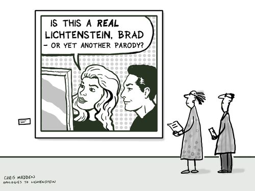 'Is it a real Lichtenstein, Brad - or yet another parody?'
