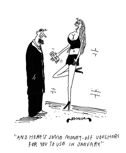 'And here's some money-off vouchers for you to use in January.'