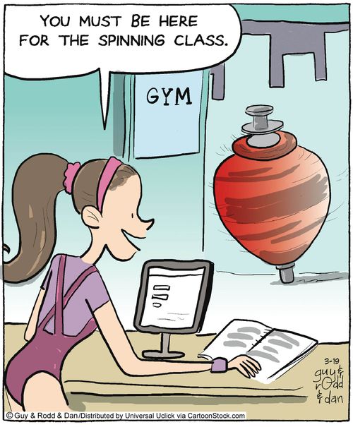 'You must be here for the spinning class.'