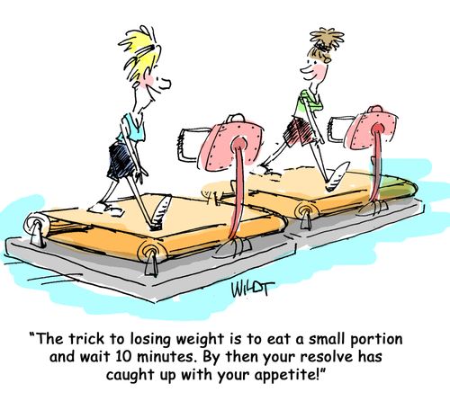 The trick to losing weight is to eat a small portion and wait 10 minutes. By then your resolve has caught up with your appetite!