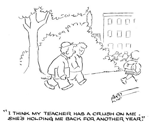 'I think my teacher has a crush on me. She's holding me back for another year.'
