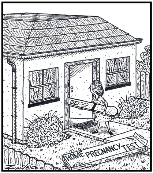 A women is testing her House to see if it's Pregnant with a 'Home Pregnancy Test' kit