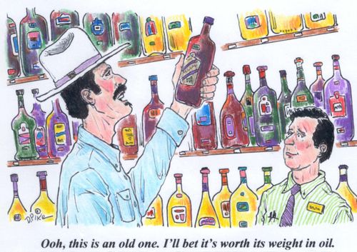 'Ooh, this is an old one. I'll bet it's worth its weight in oil.'