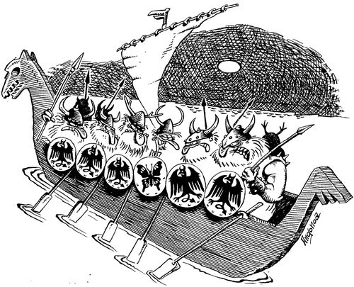 Camp viking with butterfly on his shield
