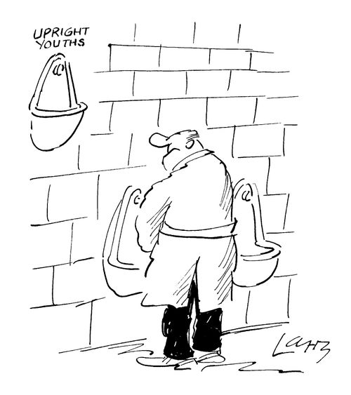 High up gentlemans urinal 'Upright youths'