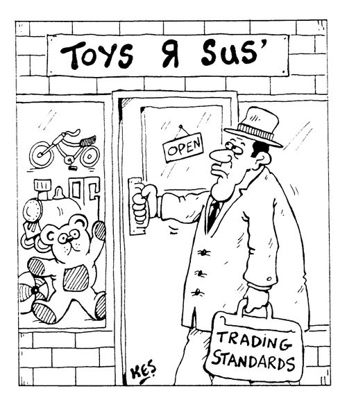 Trading Standards man entering 'Toys r sus'