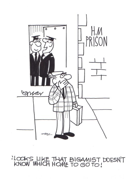 '-looks like that bigamist doesn't know which home to go to!'