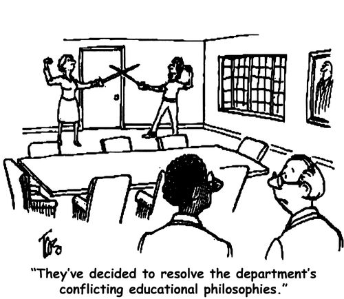 "They've decided to resolve the department's conflicting educational philosophies."