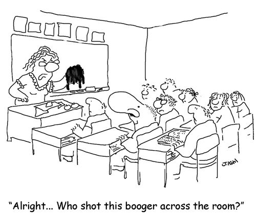 'Alright...Who shot this booger across the room?'