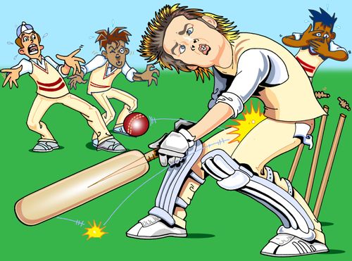 Cricketer gets hit in the balls.