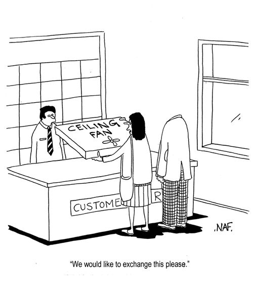 'We would like to exchange this please.'