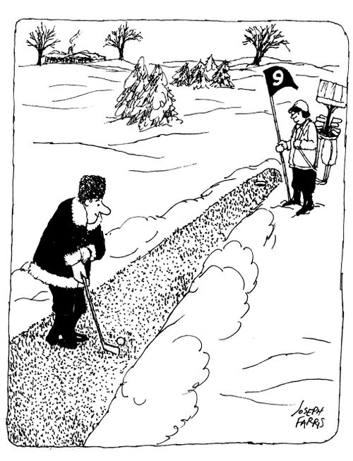 Golfing in the snow.