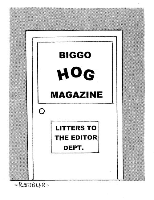 Hog magazine with litters to the editor dept.