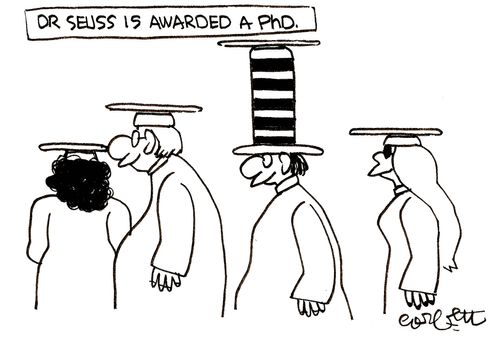 'Dr Seuss is awarded a PHD.'