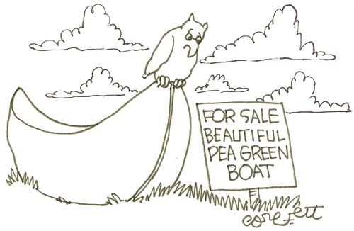 For sale, beautiful pea green boat.