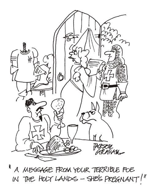"A message from your terrible foe in the holy lands - she's pregnant!"