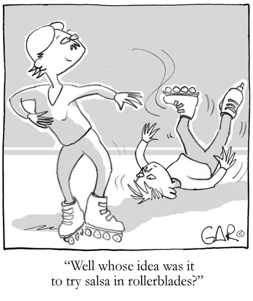 Well whose idea was it to try salsa on rollerblades?